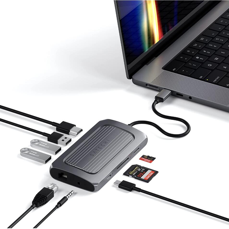 開梱品 動作確認済 新品同様 Satechi USB4 マルチ USBCハブ 9in1 PD充電 イーサネット 最大8K HDMI MacBook Pro/M1/M2対応 