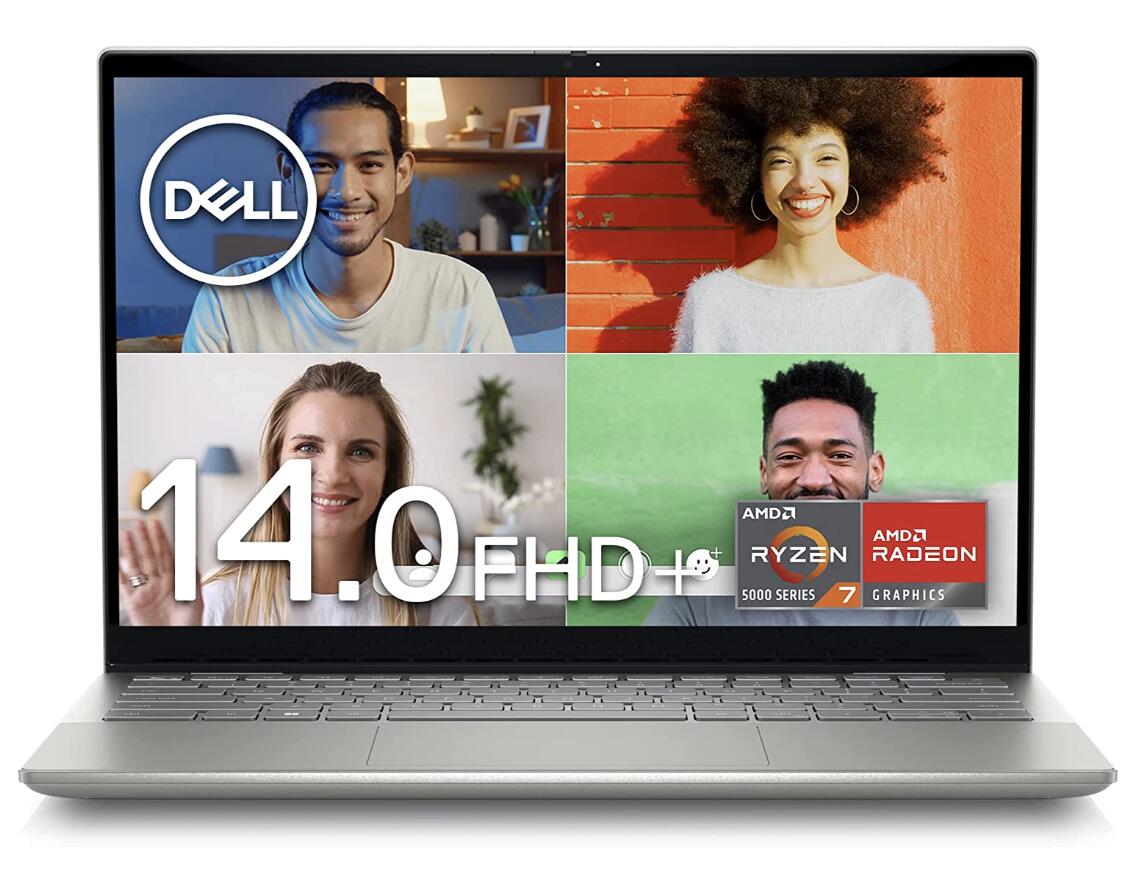 Dell Inspiron 14 2-in-1 7425 モバイルノートパソコン MI784CPA-CHL ぺブルグリーン(Ryzen 7 5825U,16GB,512GB SSD,14インチFHD+)