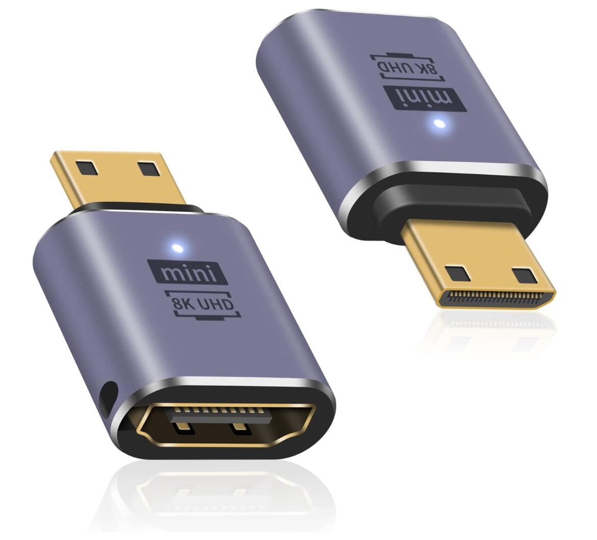 Mini HDMI to HDMI 変換アダプタ 8K 1個 HDMIミニ 2.1 HDMI変換アダプター Mini HDMI(オス) to HDMI(メス) 延長アダ…