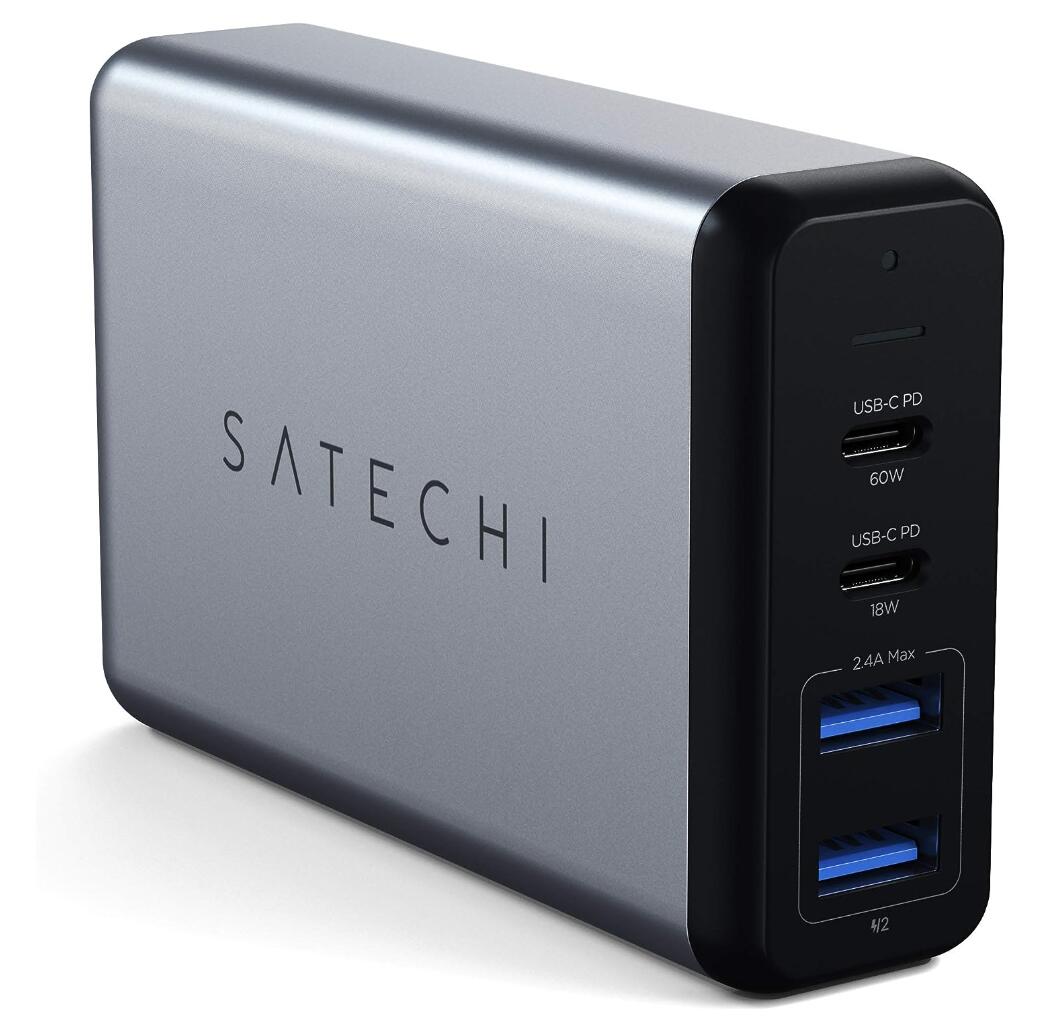 Satechi 75W デュアル Type-C PD トラベルチャージャー 2 USB-C PD & 2 USB 3.0 急速充電 PSE認証 (MacBook Pro, iPa…