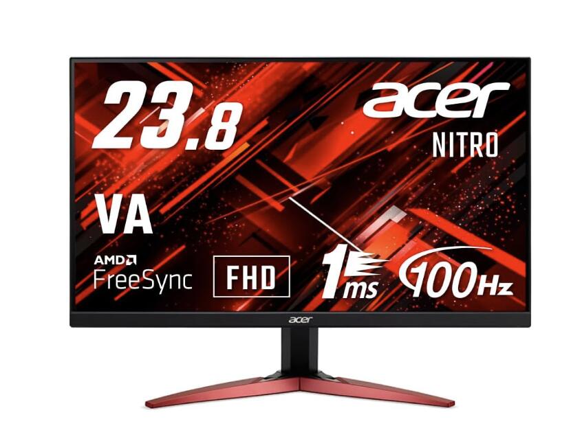 数量限定価格 日本エイサー Acer ゲーミングモニター Nitro KG241YHbmiix 23.8インチ VA 非光沢 フルHD 100Hz 1ms VRB PC/PS4/Switch向き HDMI ミニD-Sub15 VESAマウント対応 スピーカー内蔵 …