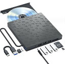 楽天ONE DAY ONE STYLE外付け DVDドライブ CDドライブ 光学 USB3.0 7in1 薄型ポータブル CD/DVD ROM +/-RW アダプター ラップトップ PCデスクトップ コンピュータ用 Mac Windows Linux に対応 タイプCケーブル付き Black