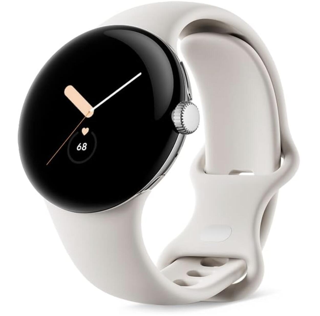 Google グーグル Pixel Watch 心拍計機能 Polished Silver ステンレス ケース / Chalk アクティブ バンド Wifi GA03182-TW 小