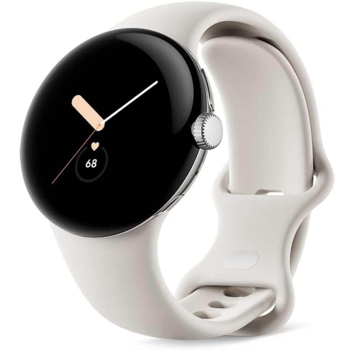 Google グーグル Pixel Watch 心拍計機能 Polished Silver ステンレス ケース / Chalk アクティブ バンド(Wifi)GA03182-TW 小
