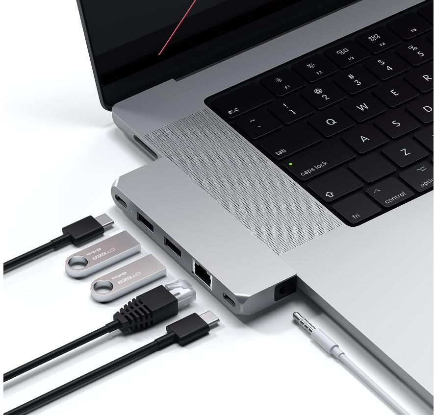 Satechi USB-C Pronu ~j 6-in-2 (Vo[) USB4 USB-A/Cf[^ C[Tlbg WbN (MacBookPro Air M1 M2Ή)