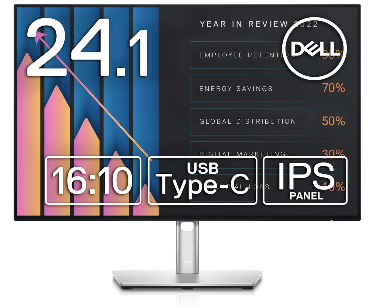 Dell U2421E 24.1インチ USB-Cハブ モニター ディスプレイ (3年間無輝点交換保証/WUXGA/IPS 非光沢/USB-C DisplayPort HDMI/縦横回転 高さ調整/Rec.709 99%/LANポート(RJ45)/ドック搭載)