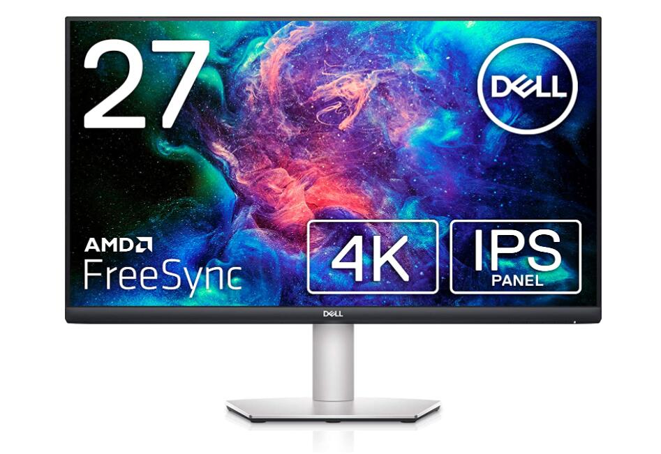 Dell 4K ワイドフレームレスモニター 27インチ S2721QS(3年間無輝点交換保証/AMD FreeSync&#8482;/4K/IPS非光沢/DP,HDMIx2/縦横回転,高さ調節/スピーカー付)