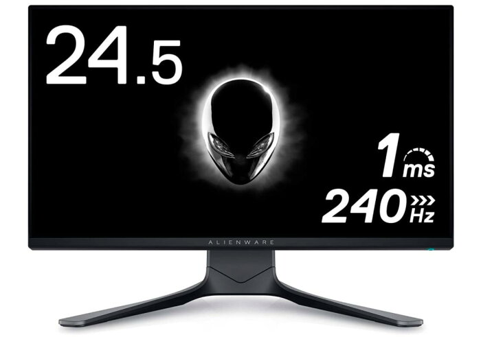 Dell ALIENWARE ゲーミングモニター 24.5インチ AW2521HFL 24.5インチ ゲーミングモニター(無輝点3年間交換保証/FPS向き/1ms/240Hz/FreeSync/G-SYNC Compatible/フルHD/IPS非光沢/DP,HDMIx2)　シルバーホワイト