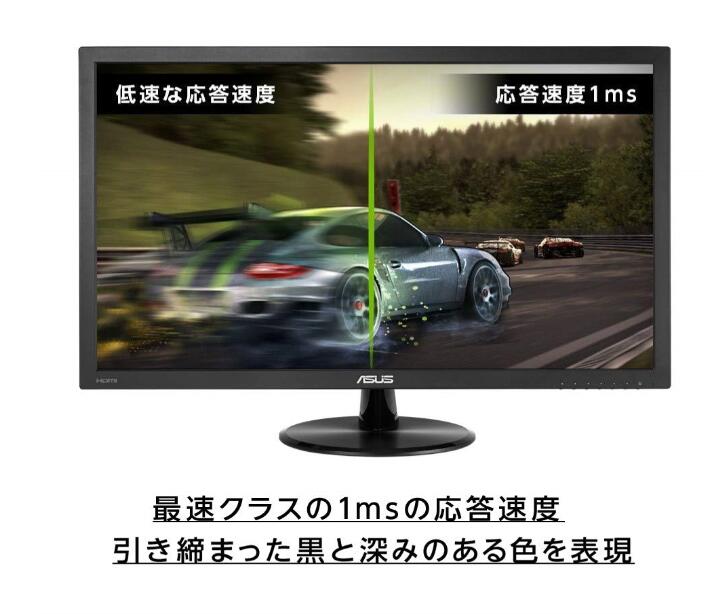 ASUS ゲーミングモニター 24インチ PS4 FPS向き 1ms 75Hz HDMI Adaptive-Sync フリッカーフリー VESAスピーカー付 ブルーライト軽減 フルHD(1920×1080) VP248H-R