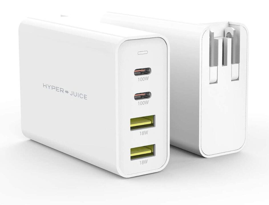 【Hyper】HyperJuice GaN 100W Dual USB-C/USB-A ACアダプタ PSE認証済【急速充電器 / 4台同時充電 / 世界最小クラス…