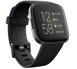 フィットビット スマートウォッチ メンズ Fitbit Versa 2 Alexa搭載 スマートウォッチ ブラック Black/Carbon L/S サイズ [日本正規品] FB507BKBK-FRCJK