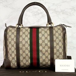 オールドグッチ GUCCI ボストンバッグ GG シェリーライン レザー