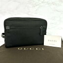 美品 グッチ GUCCI ポーチ キャンバス ブラック 2ポケット