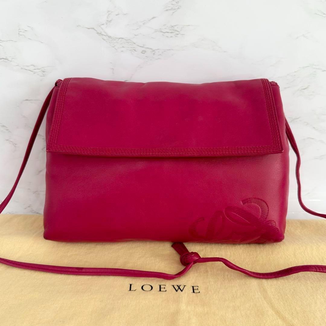 ロエベ LOEWE アナグラム ショルダーバッグ レザー ピンク