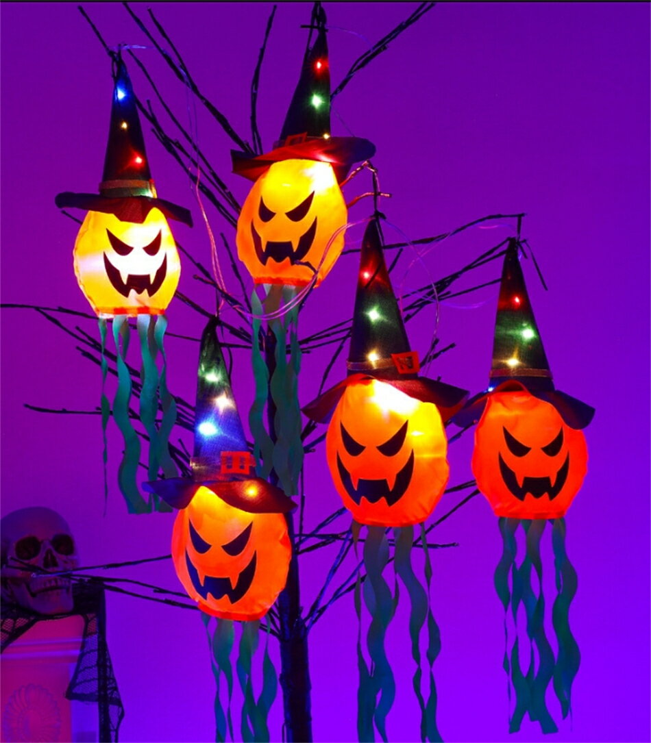 【SS期間P5あり】ハロウィン 幽霊 LEDライト 飾り 吊り下げ LEDストリングライト 吊り飾り ハロウィーン 電池給電式 玄関 屋外 飾り付け 雰囲気造り パーティー 学園祭屋外 室外 室内 庭対応 広場 街路樹 装飾 お化け ハロウィングッズ 送料無料