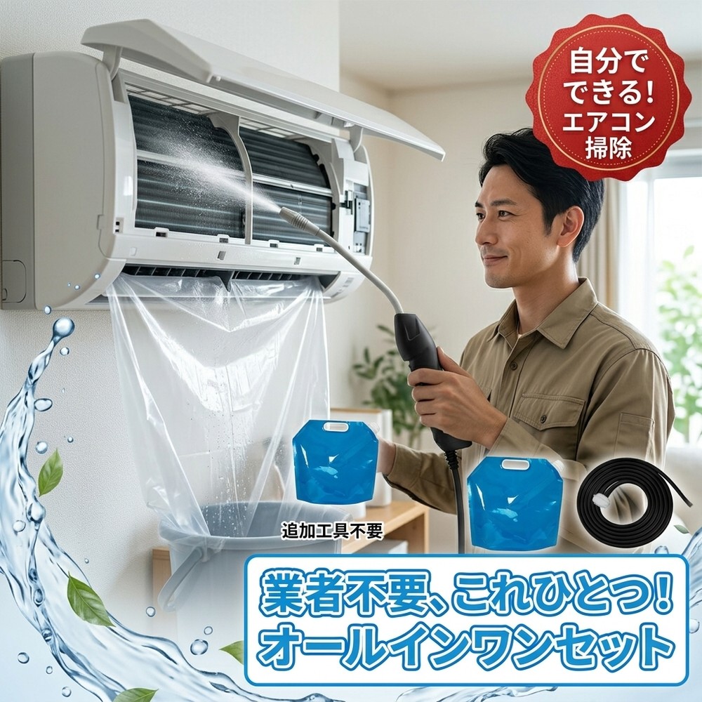 【2026年モデル】【当日出荷】 エアコン洗浄セット エアコン掃除セット エアコンクリーニングキット エアコン洗浄キット コードレス 高圧洗浄機 充電式 洗浄ガン ポータブル洗浄ガン 電動スプレー 高圧噴霧器 エアコン洗浄 排水ホース付き DIY カビ取り