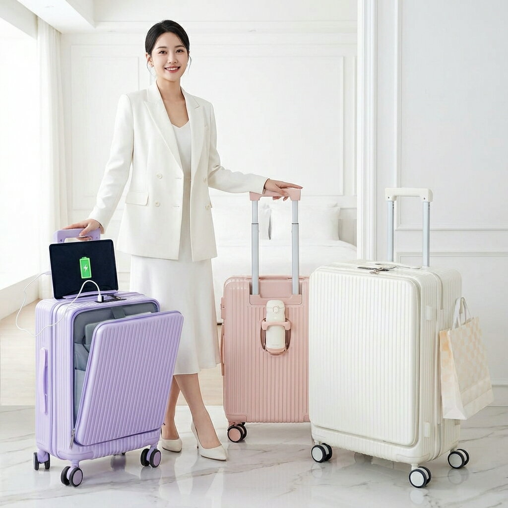 ★50台期間限定クーポンで5,980円★キャリーケース 機内持ち込み スーツケース 修学旅行 フロントオープン キャリー（3枚目）