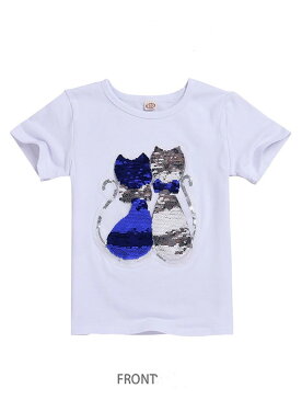 メール便送料無料　面白くて変色スパンコールTシャツ　キッズ 子供服 夏着 女の子 半袖　子供Tシャツ トップス　110cm 120cm 130cm 140cm 150CM 160CM