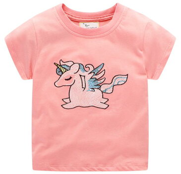 メール便送料無料 スパンコールTシャツ キッズ 子供服 夏着 女の子 半袖 子供Tシャツ トップス80cm 90cm 95cm 100cm 110cm 120cm 130cm