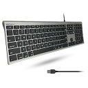 MACALLY mac キーボード US配列 有線 オールアルミフレーム スリム 静音性 シザー式キー テンキー付き 在宅勤務 テレワーク iMac Pro i...