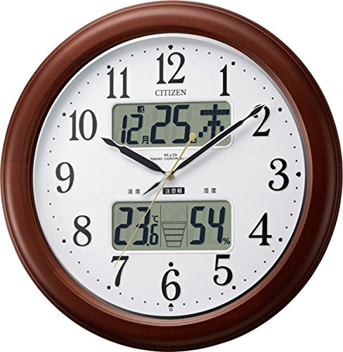リズム(RHYTHM) シチズン 掛け時計 電波時計 温度計 ・ 湿度計 付き 夜間自動点灯 木枠茶色 CITIZEN インフォームナビEX Ф361x60mm 4FY620-006 リズム(RHYTHM) シチズン 掛け時計 電波時計 温度計 ・ 湿度計 付き 夜間自動点灯 木枠茶色 CITIZEN インフォームナビEX Ф361x60mm 4FY620-006