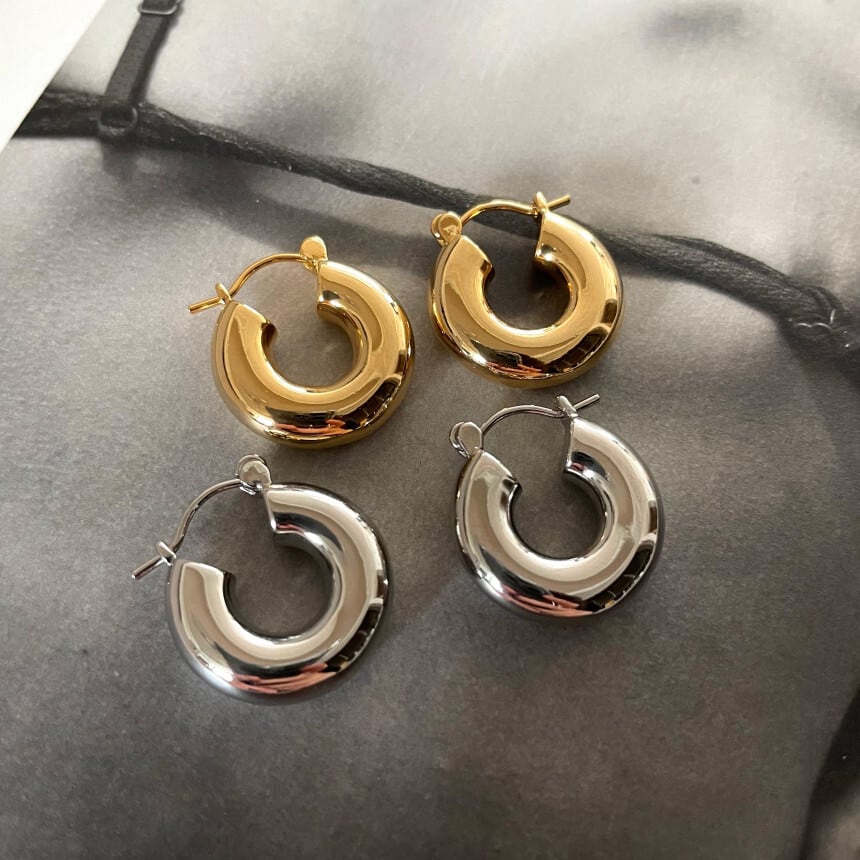 Rakuten - ワンタッチピアス 18kコーティング シンプルピアス 男女兼用 金属アレルギー対応 ニッケルフリー フリーサイズ 送料無料 P015