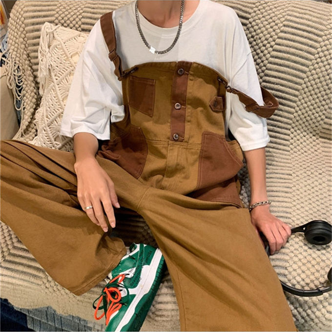 オーバーオール サロペット メンズ つなぎ オールインワン カーゴパンツ ロングパンツ 作業着 作業服 仕事着 無地 チノパン ワークパンツ シンプル カッコイイ ヒップホップ ストリート ユニセックス ゆったり アメカジ 春 夏 秋 冬