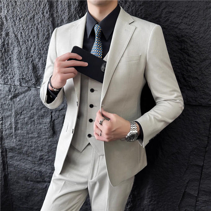 セットアップ スーツ メンズ スリーピーススーツ 成人式 紳士服 秋物 秋冬 スーツ セットアップスーツ スラックス ベスト ビジネス 結婚式 入学式 細身 スリーピーススーツ 男性用 (ジャケット+パンツ+ベスト)