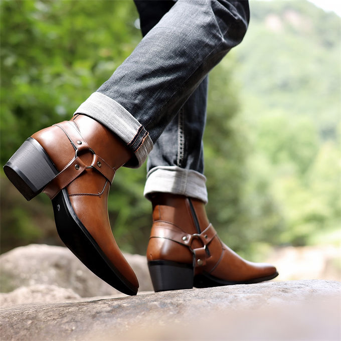 ショートブーツ ウエスタンブーツ メンズ レディース 太ヒール カウボーイブーツ ヴィンテージ カウボーイ ブーツ メンズシューズ 男性用 ビンテージ 黒色 ダークブラウン 22.5-29.0cm 韓国ファッション フォーマル モード 合成皮革 PUレザー 送料無料