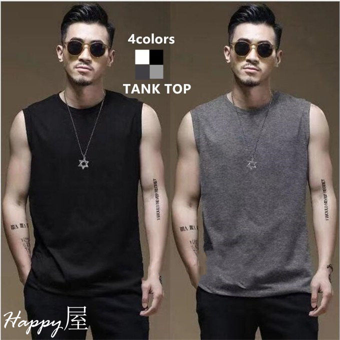 Tシャツ カットソー 袖なし タンクトップ メンズ ノースリーブ カットソー 春 夏 吸汗 おしゃれ コット..