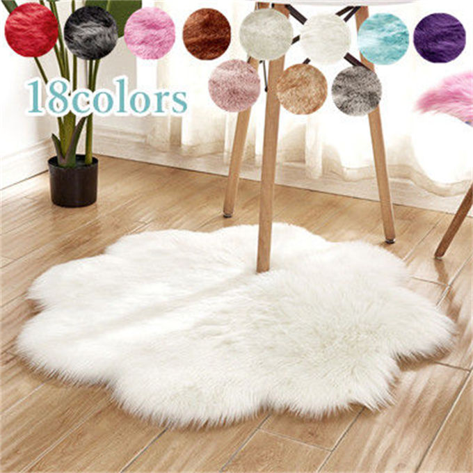 ラグマット フェイクファー 花型 ファーラグ ファーマット 防音カーペット 毛足長い インテリア カーペット 60*60 北欧 ふわふわ 柔らかい 高級感 室内 屋内 水洗いできる 新作送料無料