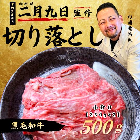 【二月九日店主・杉浦竜馬監修】黒毛和牛 切り落とし 500g (250g×2パック) 厳選 国産 和牛 肉 牛肉 小分け 使い切り 冷凍 こま切れ 送料無料 贈り物 父の日 プレゼント ギフト 御中元 御歳暮 肉じゃが 牛丼 焼肉 カレー シチュー 炒め物 家庭料理 普段使い