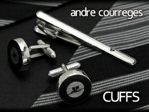 【最大2000円OFFクーポン 5/23 20:00～5/27 1:59】【andre courreges】アンドレ・クレージュ カフス 丸型 ブラック×シルバー ACC8001 【セットではありません】