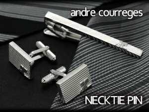 クレージュ ネクタイピン 【最大2000円OFFクーポン 4/24 20:00～4/27 9:59】【andre courreges】アンドレ・クレージュ ネクタイピン ボーダー シルバー ACT3501 【セットではありません】