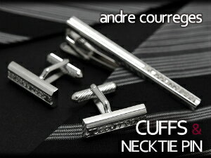 クレージュ ネクタイピン 【10%OFFクーポン 5/18 0:00～5/21 9:59】【andre courreges】アンドレ・クレージュ ネクタイピン＆カフスセット シルバー ACT3509-ACC6509【ネコポス不可】