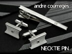 【最大2000円OFFクーポン 4/14 20:00～4/17 9:59】【andre courreges】アンドレ・クレージュ ネクタイピン ボーダー柄 シルバー ACT3510 【セットではありません】