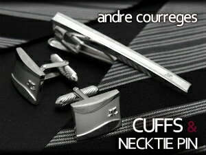 クレージュ ネクタイピン 【10%OFFクーポン 6/1 0:00～6/2 9:59】【andre courreges】アンドレ・クレージュ ネクタイピン＆カフスセット シルバー ACT3511-ACC6511【ネコポス不可】