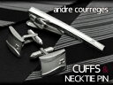 クレージュ ネクタイピン 【最大2000円OFFクーポン 4/24 20:00～4/27 9:59】【andre courreges】アンドレ・クレージュ ネクタイピン＆カフスセット シルバー ACT3511-ACC6511【ネコポス不可】