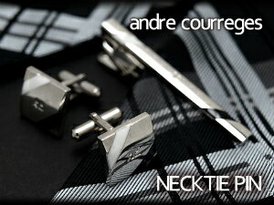 クレージュ ネクタイピン 【10%OFFクーポン 6/1 0:00～6/2 9:59】【andre courreges】アンドレ・クレージュ ネクタイピン ブラック×ホワイト ボーダー CT4005A 【セットではありません】