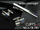 クレージュ ネクタイピン 【最大2000円OFFクーポン 4/24 20:00～4/27 9:59】【andre courreges】アンドレ・クレージュ ネクタイピン＆カフスセット ブルー スワロフスキー CT4012-CC6012【ネコポス不可】