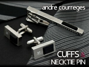 クレージュ ネクタイピン 【最大2000円OFFクーポン 4/24 20:00～4/27 9:59】【andre courreges】アンドレ・クレージュ ネクタイピン＆カフスセット ブラック オニキス CT4013-CC6013【ネコポス不可】