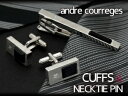 クレージュ ネクタイピン 【最大2000円OFFクーポン 4/24 20:00～4/27 9:59】【andre courreges】アンドレ・クレージュ ネクタイピン＆カフスセット ブラック オニキス CT4013-CC6013【ネコポス不可】