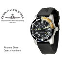 【10%OFFクーポン 4/18 0:00～4/21 9:59】【ZENO WATCH】ゼノウォッチ ダイバーズ Airplane Diver Quartz Numbers クォーツ メンズ 腕時計 ブラック イエロー 6349-515Q-12-A1-9