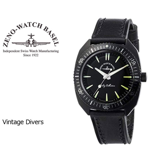 最大2000円OFFクーポン 4 24 20:00 4 27 9:59 ZENO WATCH ゼノウォッチ ダイバーズ Vintage divers クォーツ メンズ 腕時計 ブラック ZN102-BB-LBK