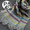 【10%OFFクーポン 4/18 0:00～4/21 9:59】【送料無料】PS BY PAUL SMITH ピーエスバイポールスミス インド製 メンズストール ボーダー柄 グレー ATXD-780D-S80-76