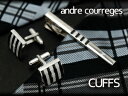 【最大2000円OFFクーポン 4/24 20:00～4/27 9:59】【andre courreges】アンドレ・クレージュ カフス ブラック×ホワイト ボーダー柄 CC6001A 【セットではありません】