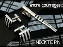 クレージュ ネクタイピン 【最大2000円OFFクーポン 4/24 20:00～4/27 9:59】【andre courreges】アンドレ・クレージュ ネクタイピン ブラック×ホワイト ボーダー柄 CT4001A 【セットではありません】