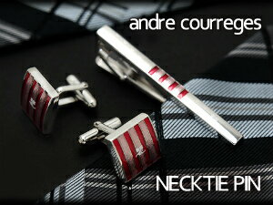 クレージュ ネクタイピン 【andre courreges】アンドレ・クレージュ ネクタイピン レッド×ピンク ボーダー柄 CT4001B 【セットではありません】