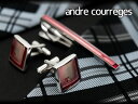 クレージュ ネクタイピン 【andre courreges】アンドレ・クレージュ ネクタイピン＆カフスセット ピンク×レッド CT4002B-CC6002B【ネコポス不可】