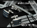 【最大2000円OFFクーポン 4/24 20:00～4/27 9:59】【andre courreges】アンドレ・クレージュ ネクタイピン ブルー×シルバー ボーダー柄 CT4003A 【セットではありません】